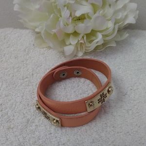 EUC Orange Leather Double Loop Bracelet